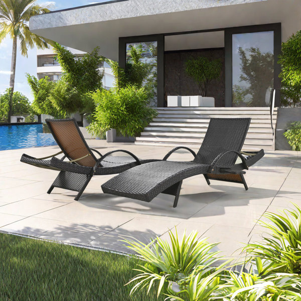 Latitude Run Breshay Outdoor Wicker Chaise Lounge Set Wayfair